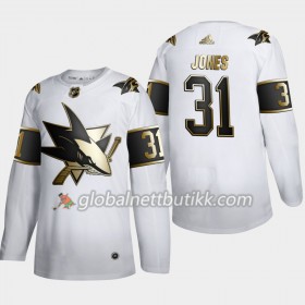 San Jose Sharks Hockeydrakt Martin Jones 31 Adidas 2019-2020 Golden Edition Hvit Authentic - Herre
